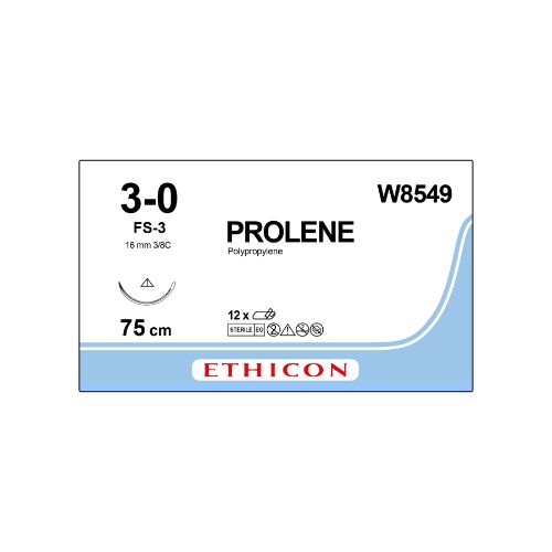 [MDW8549] Prolene 3/0 Blue 16mm 3/8 Conventional Cutting Needle x 12