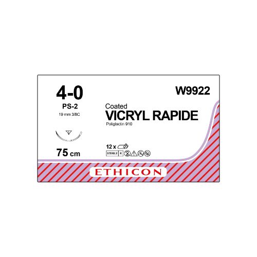 [MDW9922] Coated Vicryl Rapide 4/0 Undyed 19mm 3/8 RC Prime Needle x12