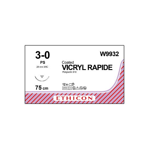 [MDW9932] Vicryl Rapide 3/0 Undyed 26mm 3/8 RC Prime Needle x 12