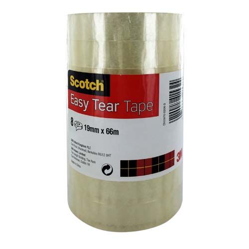 [SP00228] SCOTCH Easy Tear Polypropylene Tape 18mm x 66 Metres x8 rolls