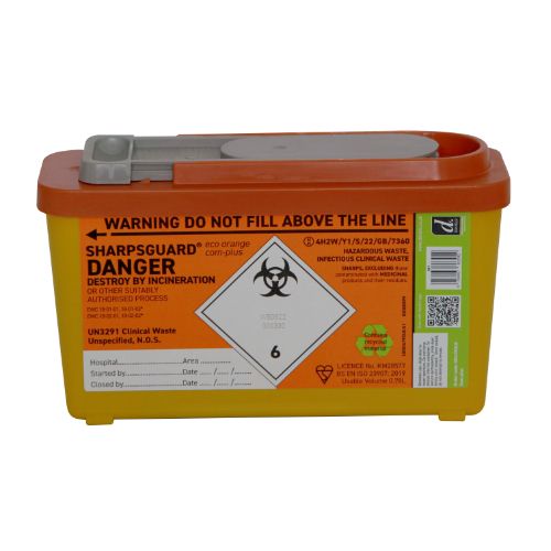 [MD02543-OR]  SHARPSGUARD 1L Com-Plus Sharps Bin - Orange