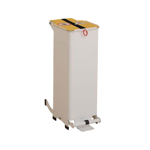 [MD04437-BK/YL] 20L Waste Bin - White Body, Yellow/Black Lid