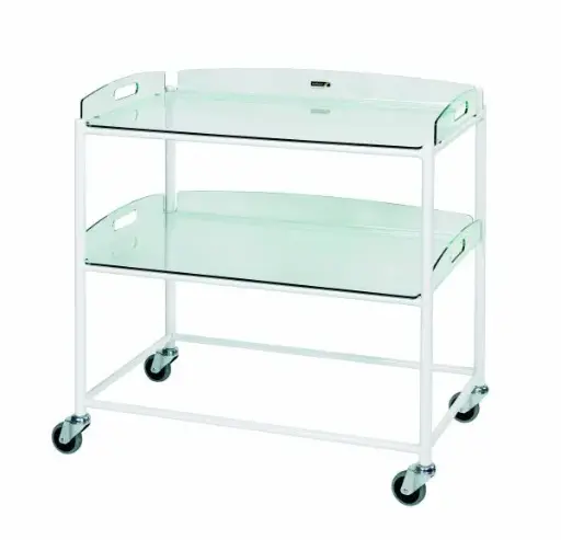 [MD04698-M] Dressing Trolley - 66cm Wide - 2 Glass Effect Trays