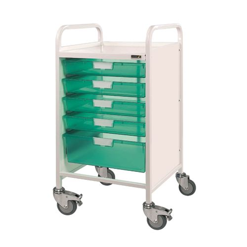 [MD04705-F] Vista 50 Trolley - 4 Single & 1 Double Depth Green Tray