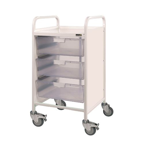 [MD04705-G] Vista 50 Trolley - 3 Double Depth Trays - Clear