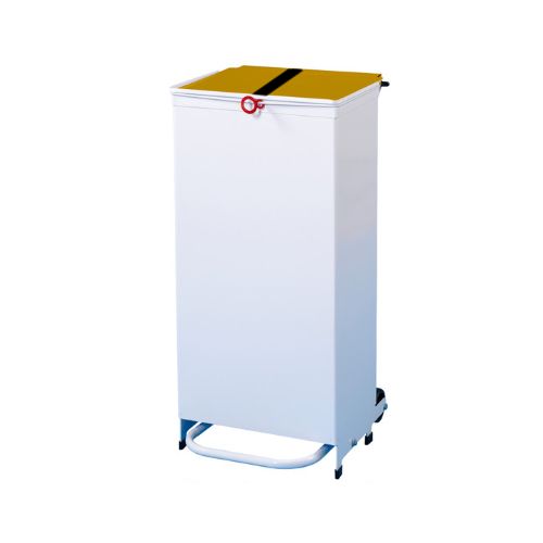 [MD06656-BK/YL] 70L Waste Bin - White Body, Yellow/Black Lid