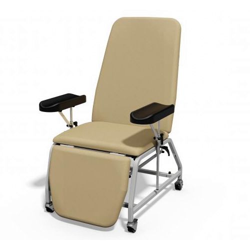 [MD08221-W-ALMO] Plinth Reclining Phlebotomy Chair - Wheels - Almond