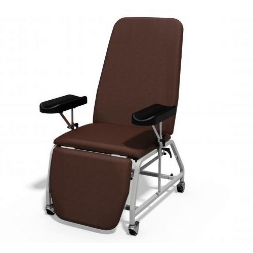 [MD08221-W-COCO] Plinth Reclining Phlebotomy Chair - Wheels - Cocoa