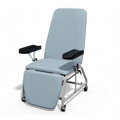 [MD08221-W-COOL] Plinth Reclining Phlebotomy Chair - Wheels - Cool Blue