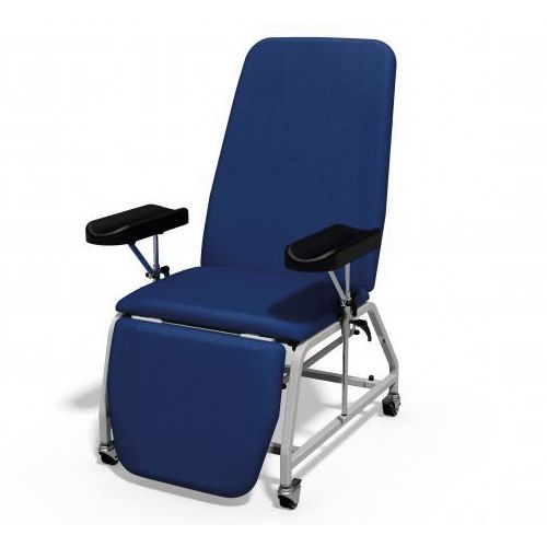 [MD08221-W-SAPP] Plinth Reclining Phlebotomy Chair - Wheels - Sapphire