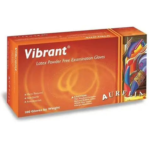 [MD09437-XL] Aurelia Vibrant Latex PF Exam Gloves x 100 - Extra Large