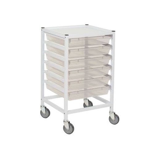 [MD09610-MP] Standard Hospital Trolley - 2 x Blue, 2 x Clear, 2 x Red Tra