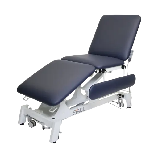[MD10112] Klinical 3-Section Couch, White/Navy, Electric Backrest