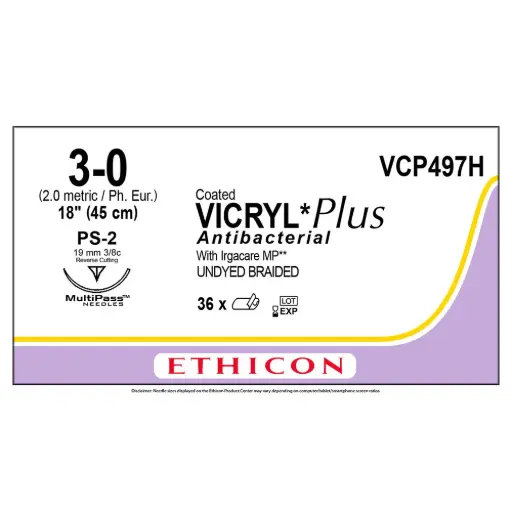 [MD10219] Ethicon Coated Vicryl Plus Undyed 3-0 45cm x 36