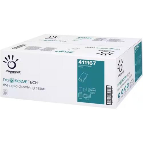 [SP00357] Papernet DissolveTech Hand Towels V-fold White 2 Ply 411167 x 3750