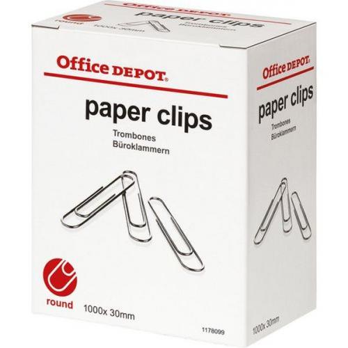 [SP00383] Office Depot Paperclips Round 30mm Silver 180255 x 1000