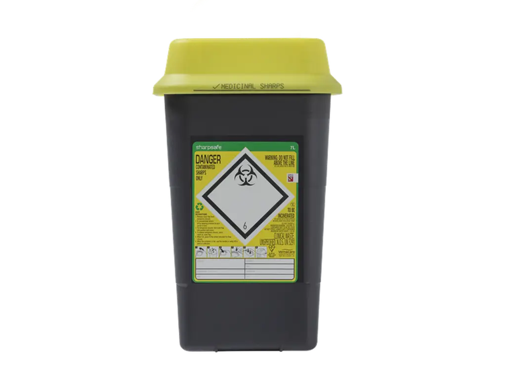 Sharpsafe 7L Yellow Sharps Bin | MidMeds Limited