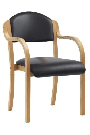 [MD10340] Dart Wooden Framed Stackable Meeting Chair with Arms - Black Vinyl