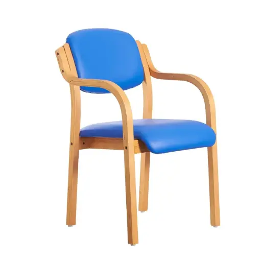 [MD10340 - OCEAN] Dart Wooden Framed Stackable Meeting Chair with Arms - Ocean Vinyl 