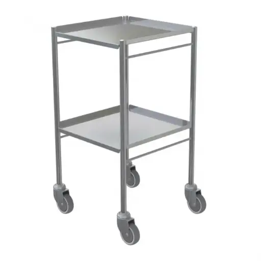 [MD10553] Shuttleworth Small Stainless Steel Dressing Trolley – Removeable Edged-up Shelves